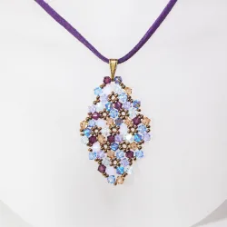 Pendant 45cm - Shea Rhombus M-Purple Suedine - Pendant 45cm - Laiton bronze